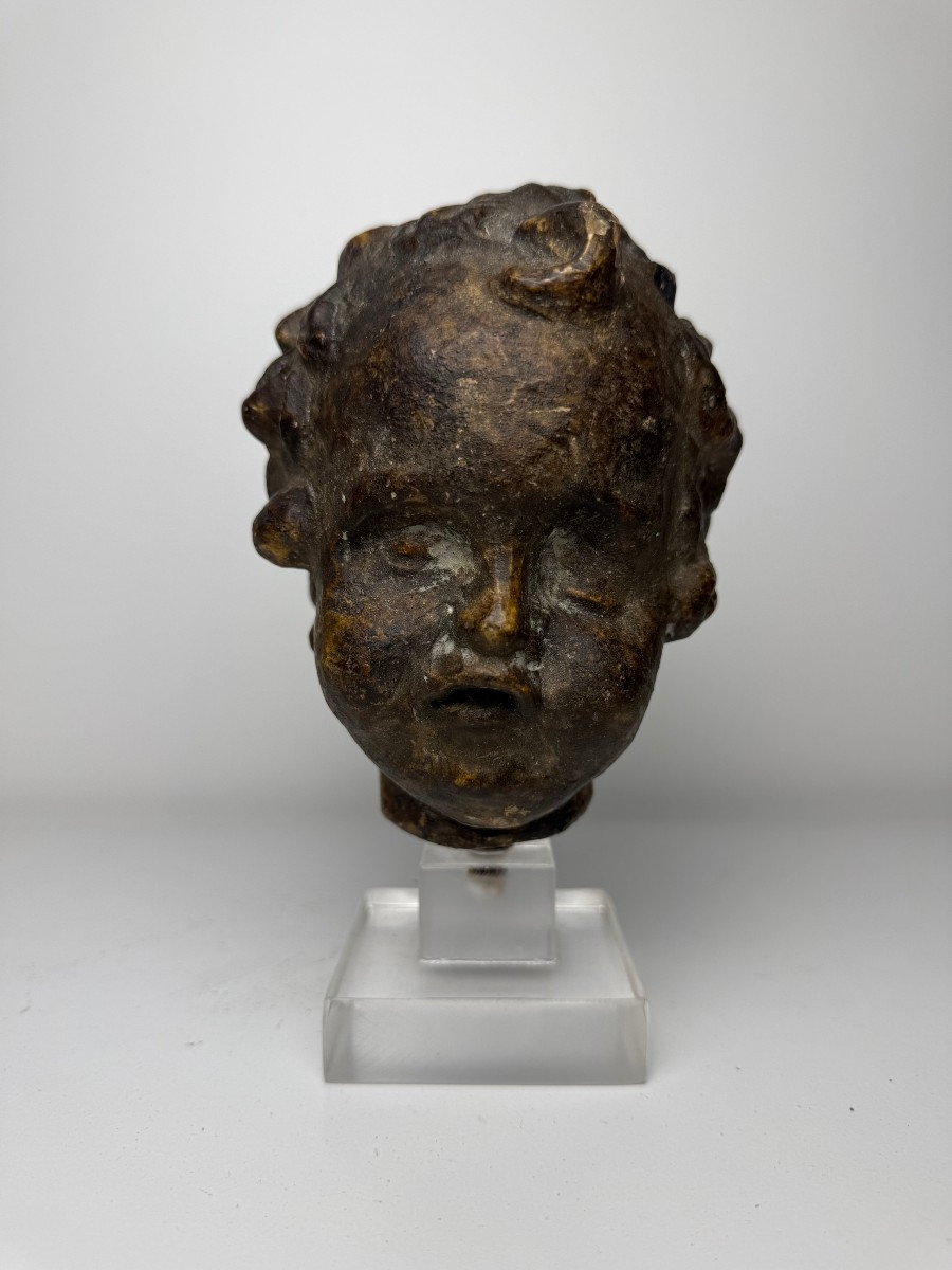 Terracotta Sculpture Depicting A Cherub's Head - Tuscany, 16th Century