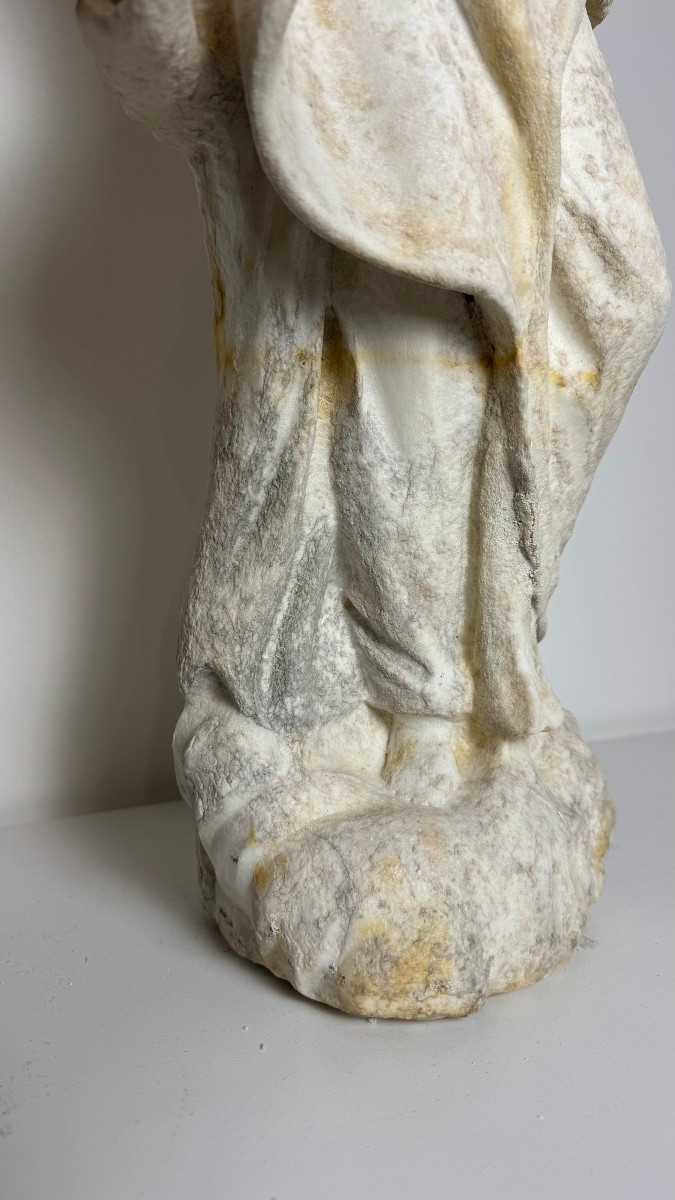 Vierge à l'Enfant en marbre statuaire - XVIe siècle-photo-2