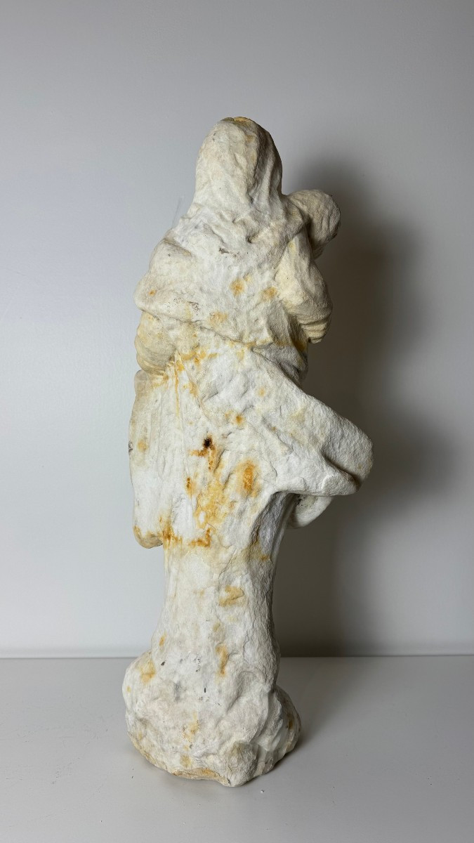 Vierge à l'Enfant en marbre statuaire - XVIe siècle-photo-3