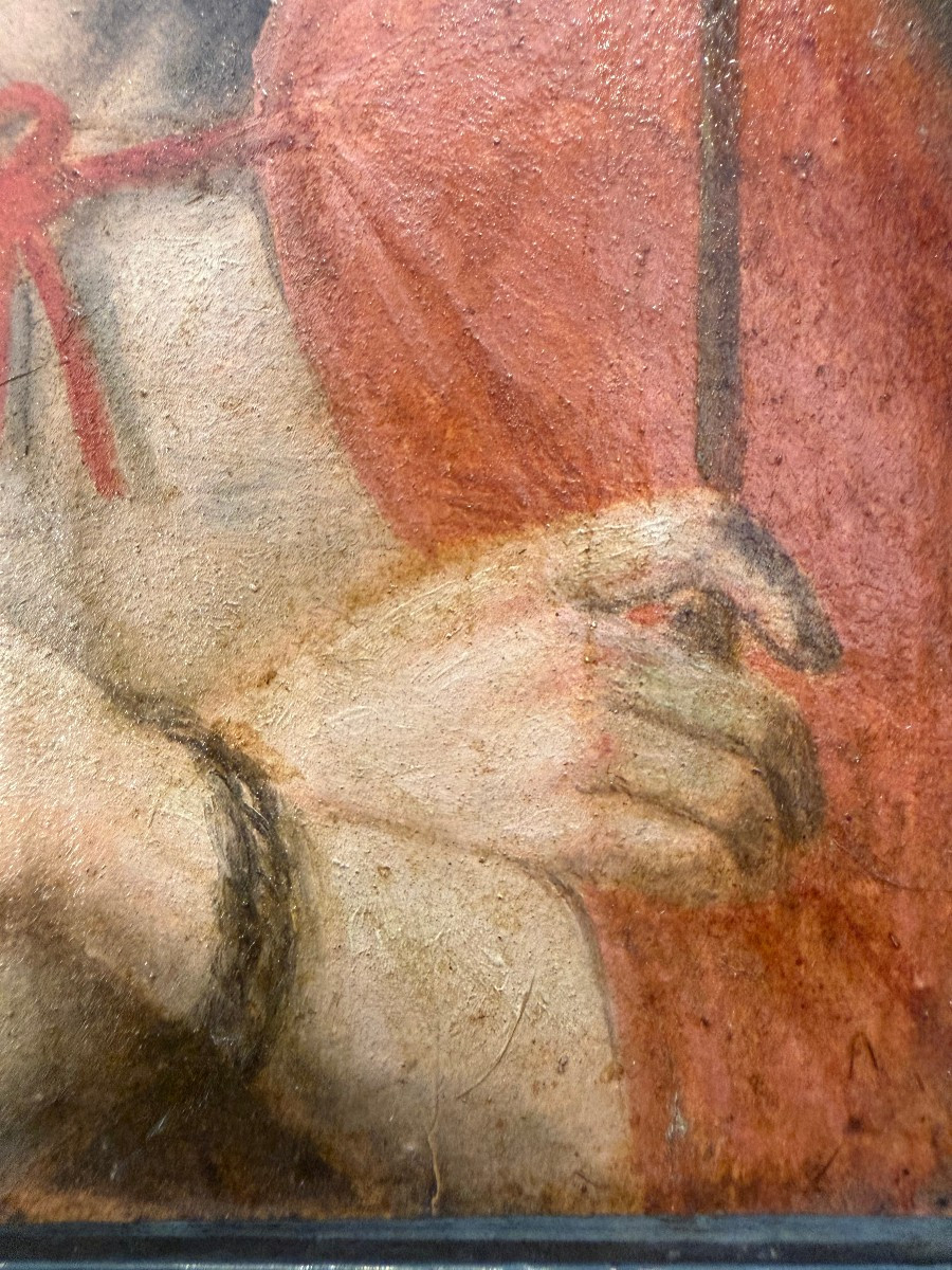 Peinture à l'huile sur panneau représentant l'Ecce Homo - Italie, début du XVIIIe siècle-photo-2