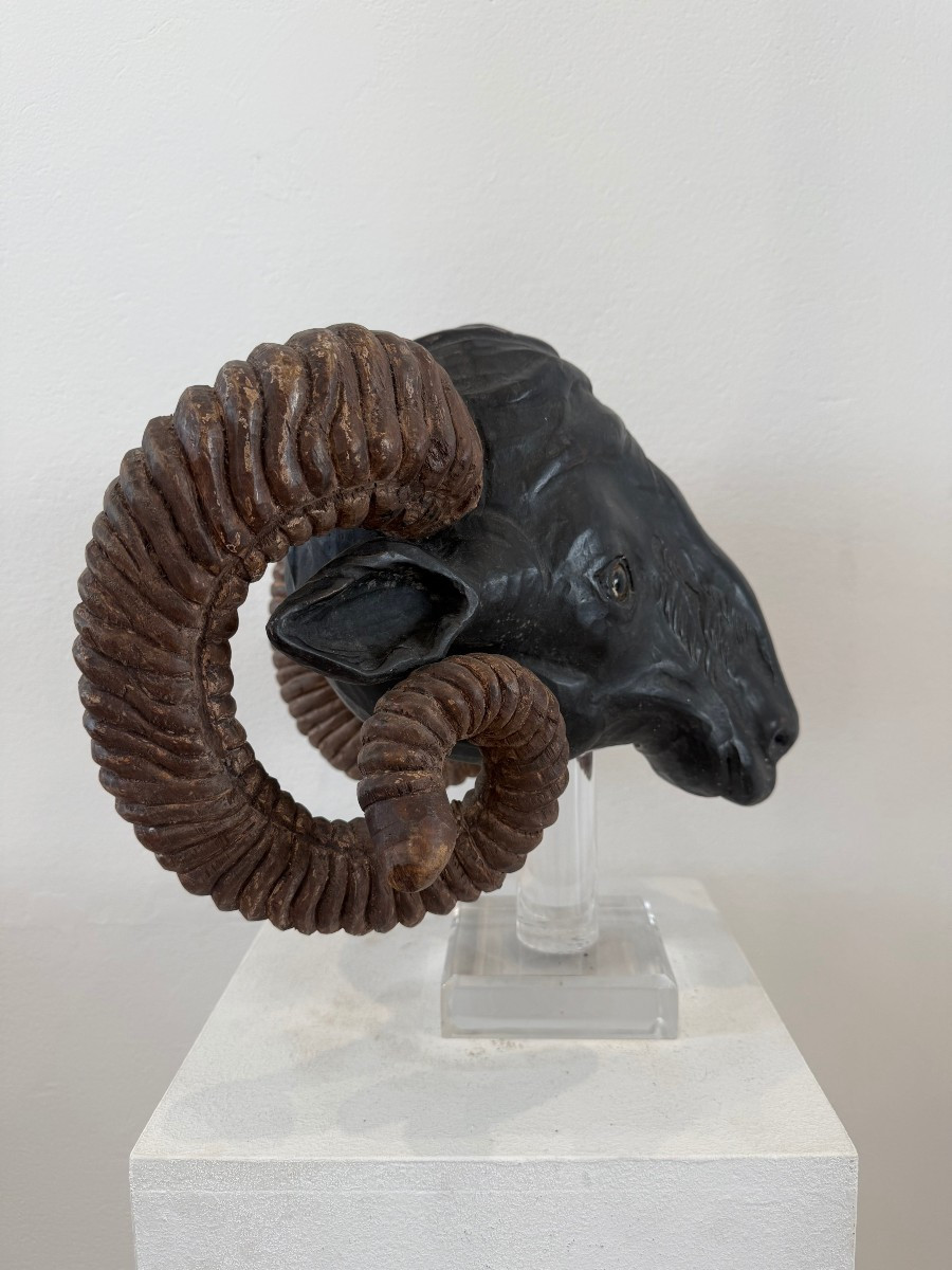 Tête de bélier en bois - Europe du Nord, XIXe siècle-photo-2