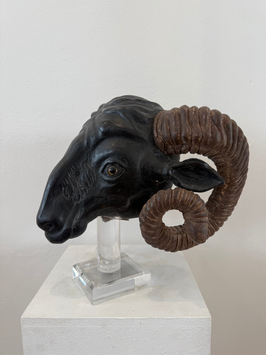 Tête de bélier en bois - Europe du Nord, XIXe siècle-photo-4