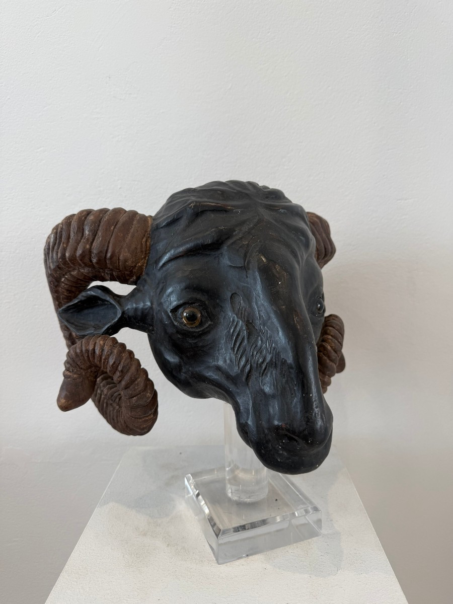 Tête de bélier en bois - Europe du Nord, XIXe siècle-photo-5