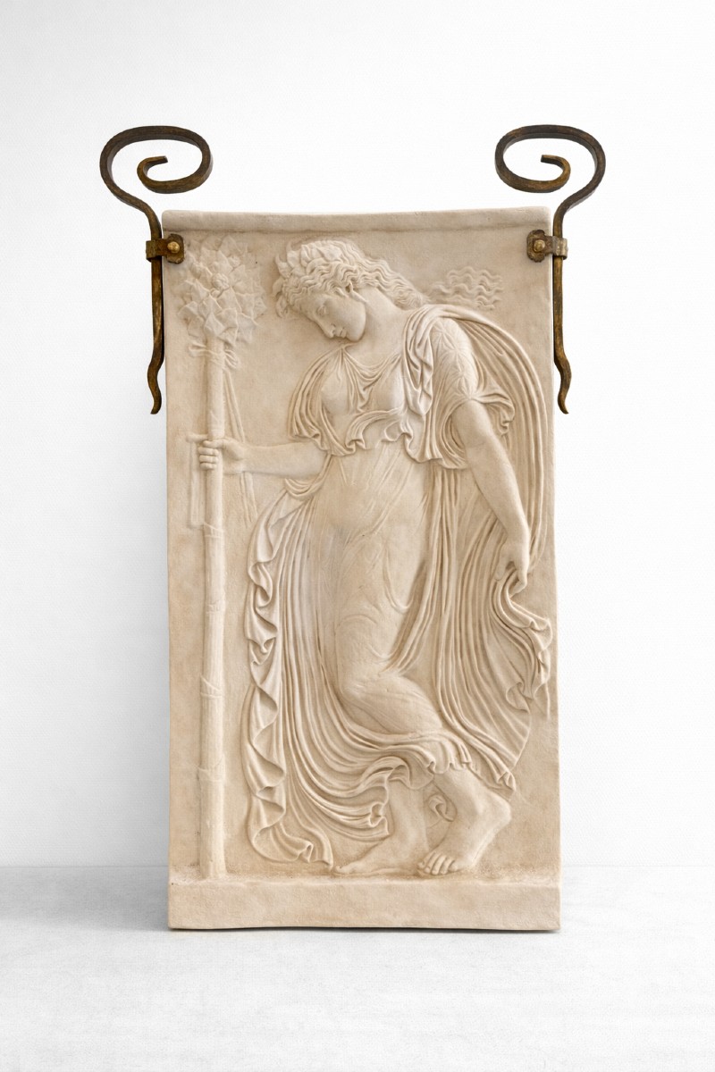 Paire de panneaux décoratifs en résine et poudre de marbre - Italie, début XXe siècl-photo-2