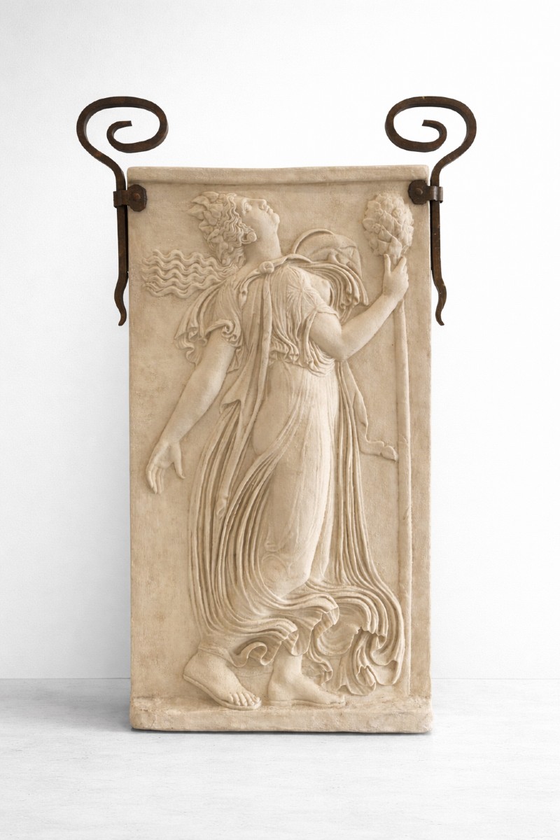 Paire de panneaux décoratifs en résine et poudre de marbre - Italie, début XXe siècl-photo-3