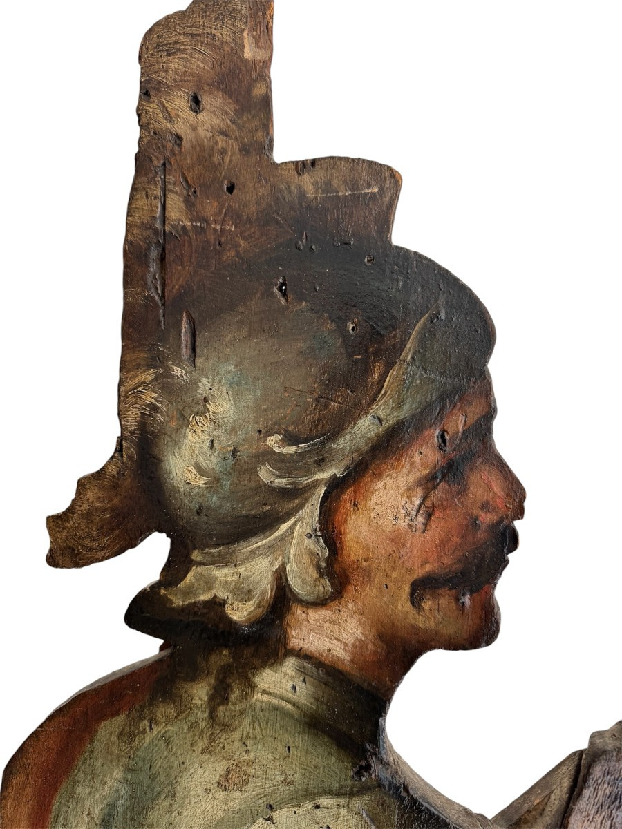Peinture sur bois représentant un guerrier - Italie, école vénitienne, XVIIe siècle-photo-4
