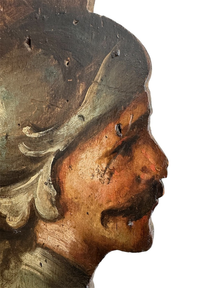 Peinture sur bois représentant un guerrier - Italie, école vénitienne, XVIIe siècle-photo-1