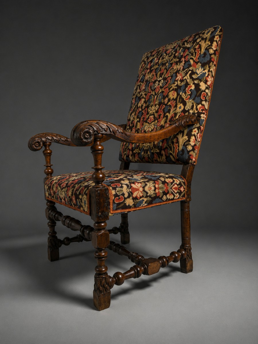 Carved Walnut Armchair - 17th Century, Lombardy 