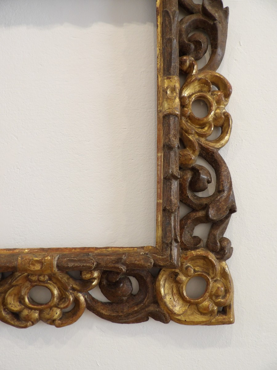 Cadre en bois doré et bronzé - XVIIe siècle, Italie centrale -photo-3
