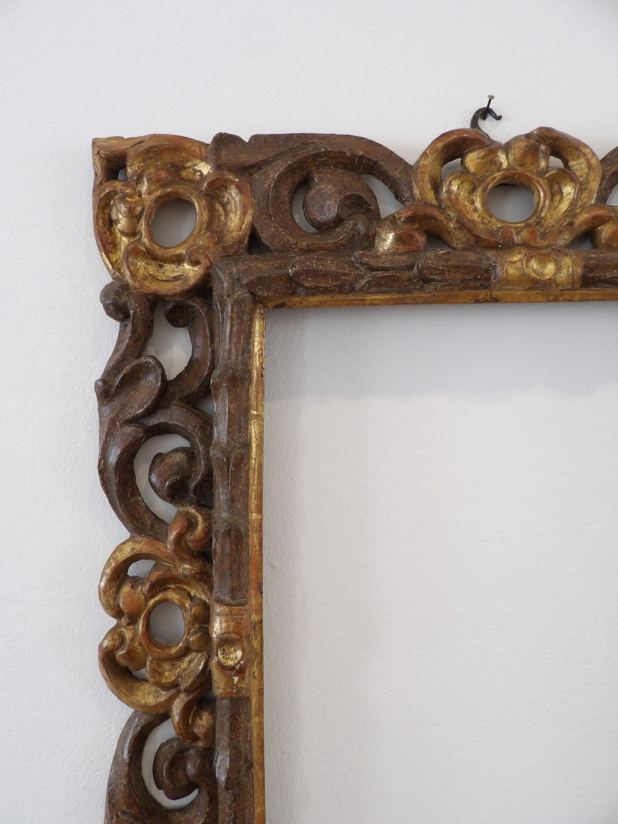 Cadre en bois doré et bronzé - XVIIe siècle, Italie centrale -photo-5