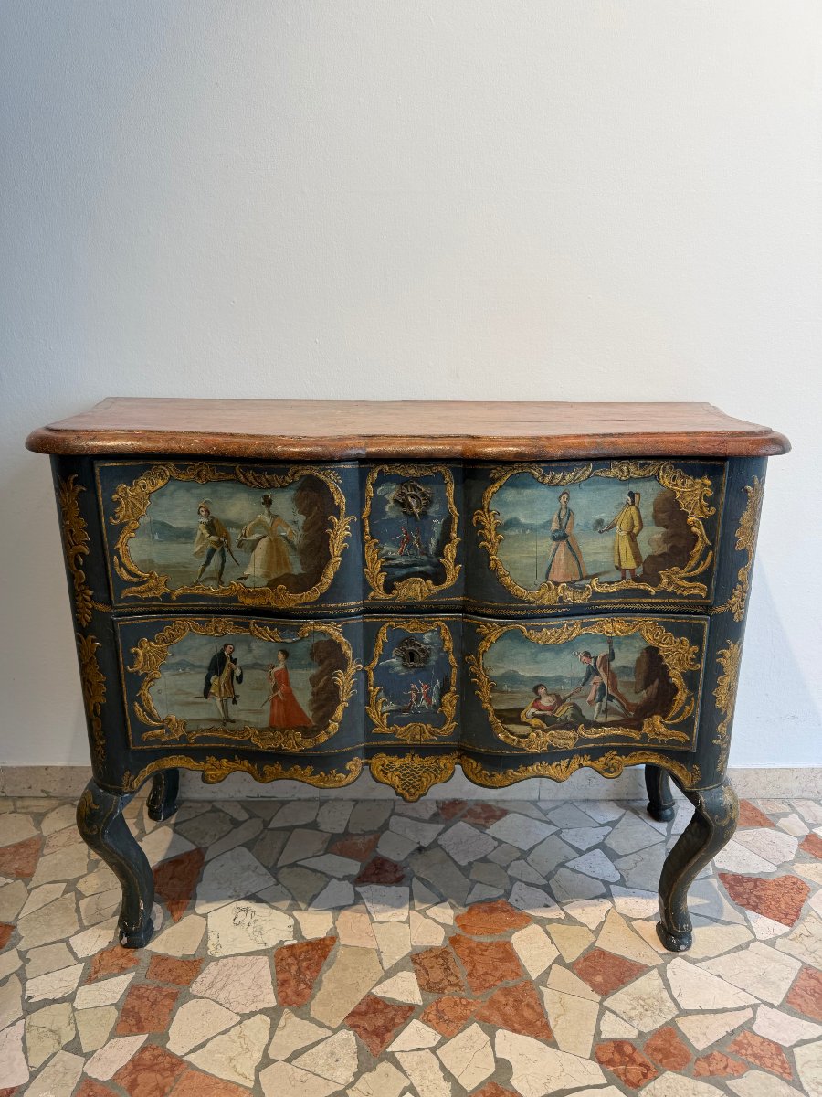 Lacquered And Painted Chest Of Drawers - First Half Of The 18th Century. Sicily-photo-2