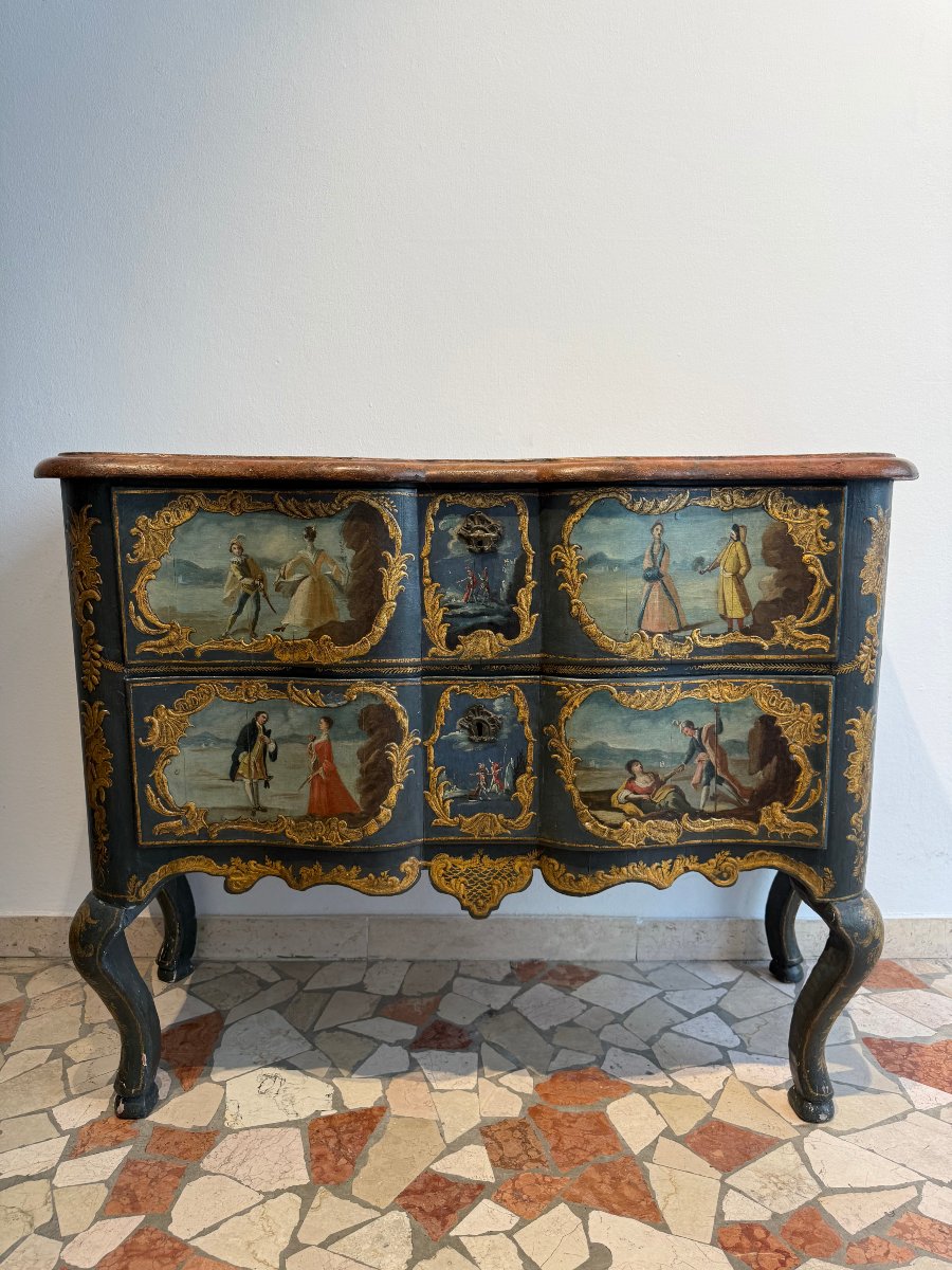 Lacquered And Painted Chest Of Drawers - First Half Of The 18th Century. Sicily-photo-3