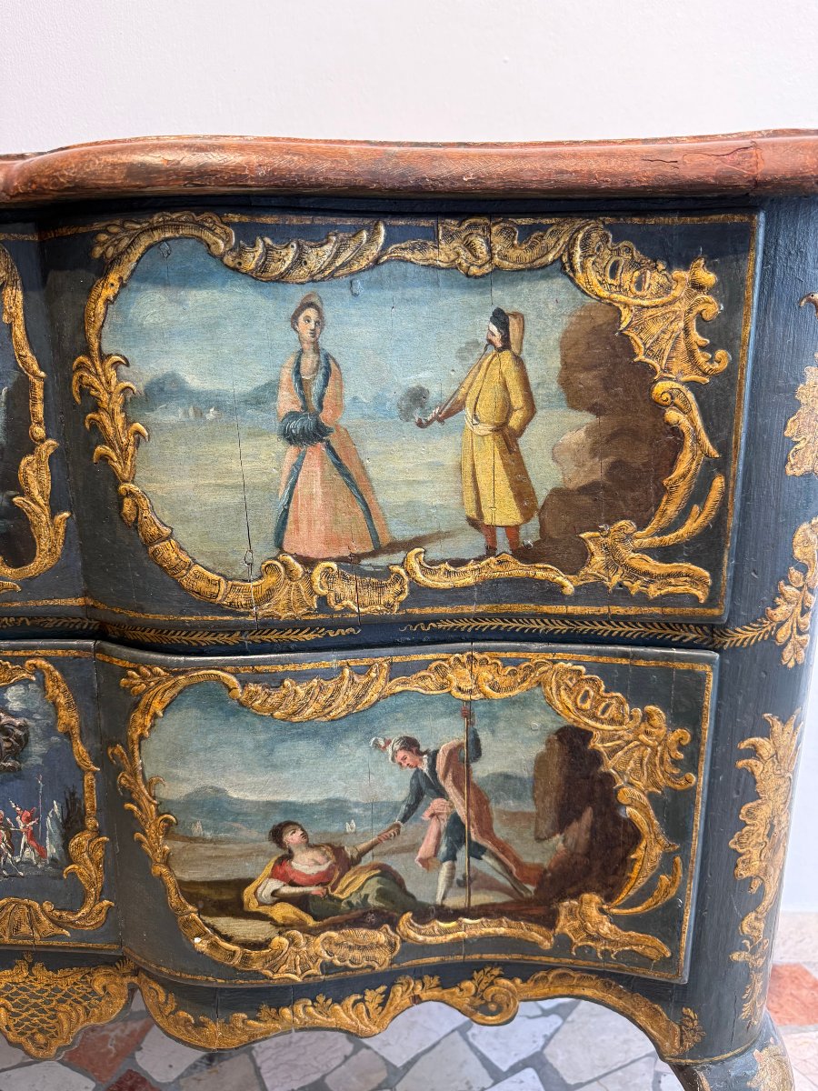 Lacquered And Painted Chest Of Drawers - First Half Of The 18th Century. Sicily-photo-3