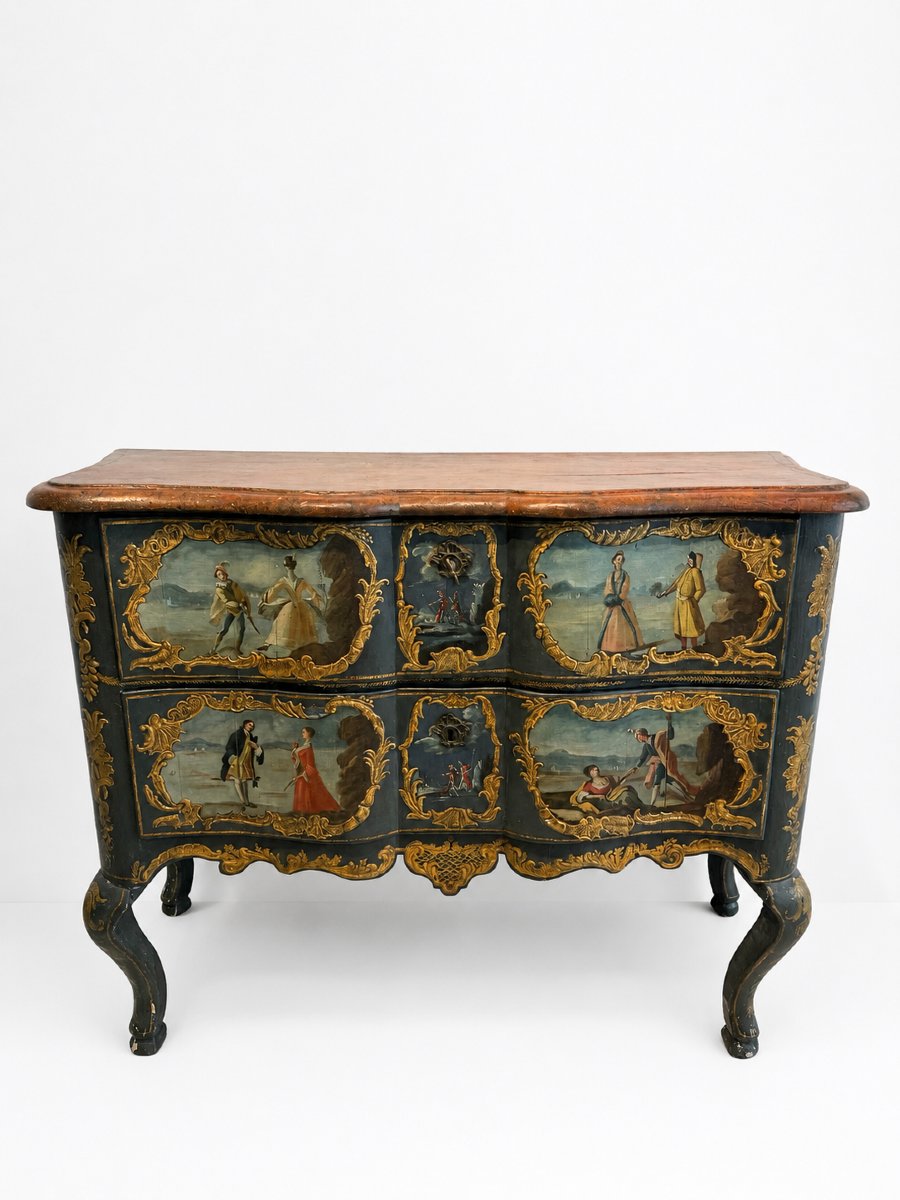 Lacquered And Painted Chest Of Drawers - First Half Of The 18th Century. Sicily