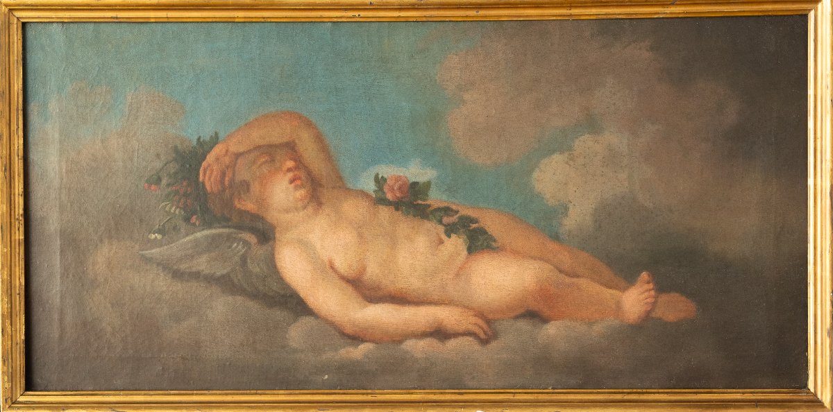 Paire de tableaux représentant des chérubins – seconde moitié du XVIIIe siècle. École vénitienn-photo-2