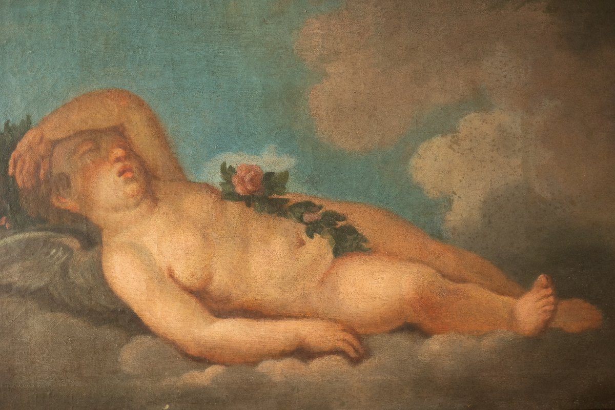 Paire de tableaux représentant des chérubins – seconde moitié du XVIIIe siècle. École vénitienn-photo-2