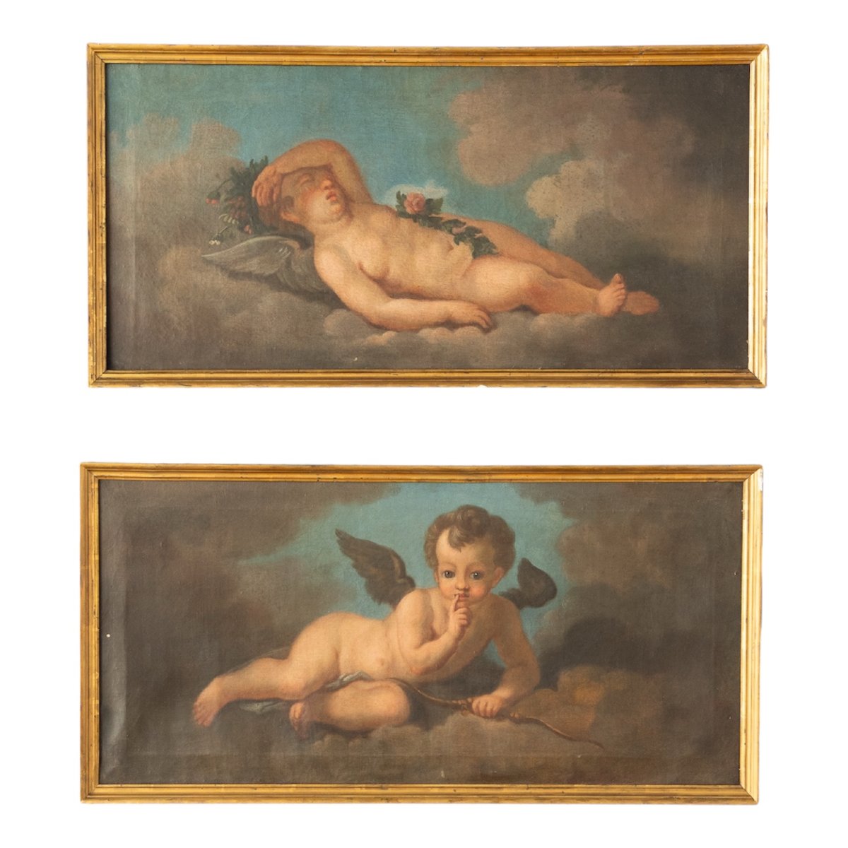 Paire de tableaux représentant des chérubins – seconde moitié du XVIIIe siècle. École vénitienn