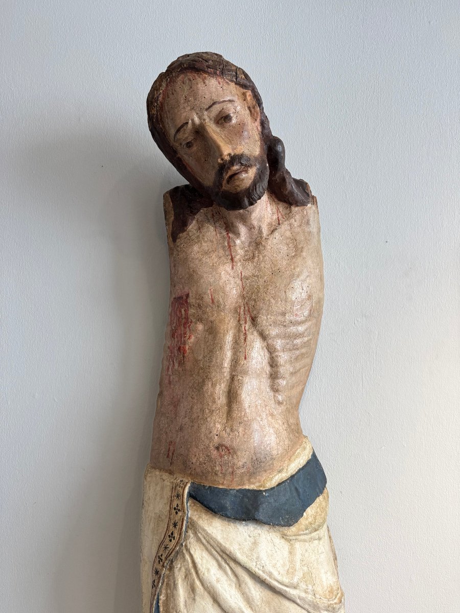 Sculpture en bois polychrome représentant le Christ - début du XIVe siècle. Toscane-photo-3