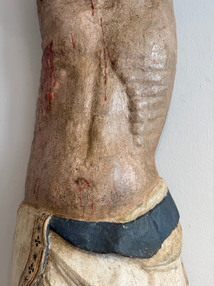 Sculpture en bois polychrome représentant le Christ - début du XIVe siècle. Toscane-photo-2