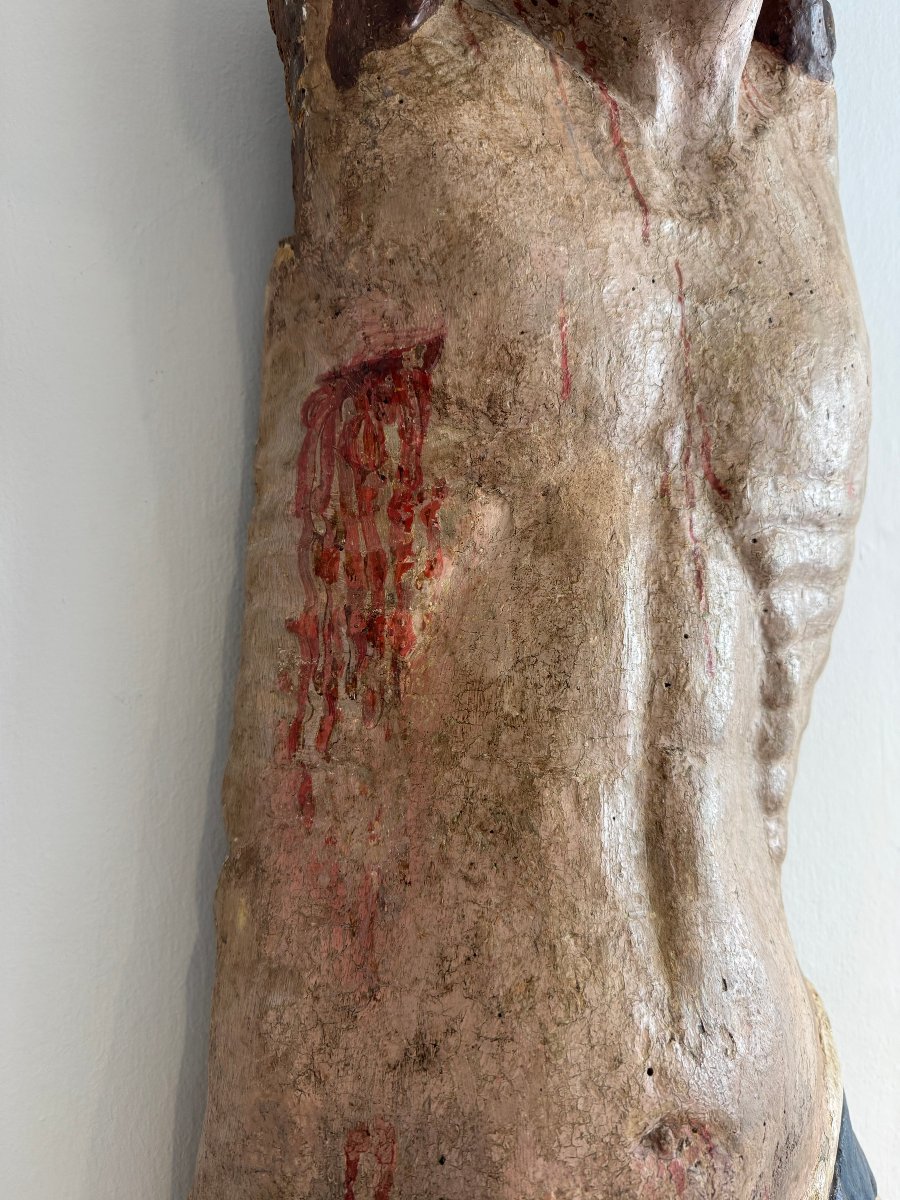 Sculpture en bois polychrome représentant le Christ - début du XIVe siècle. Toscane-photo-3