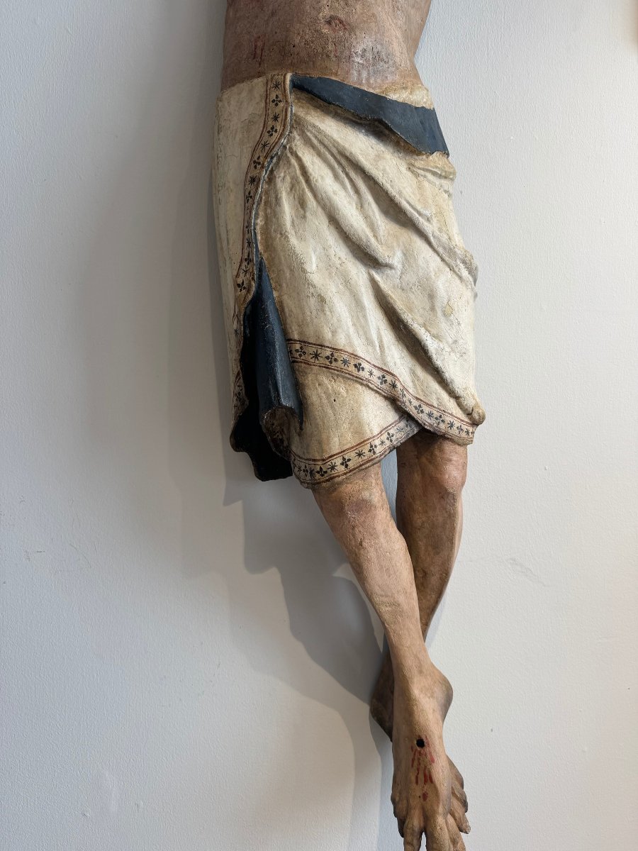 Sculpture en bois polychrome représentant le Christ - début du XIVe siècle. Toscane-photo-6