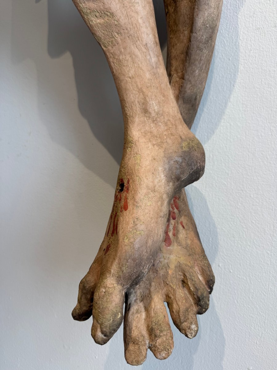 Sculpture en bois polychrome représentant le Christ - début du XIVe siècle. Toscane-photo-7
