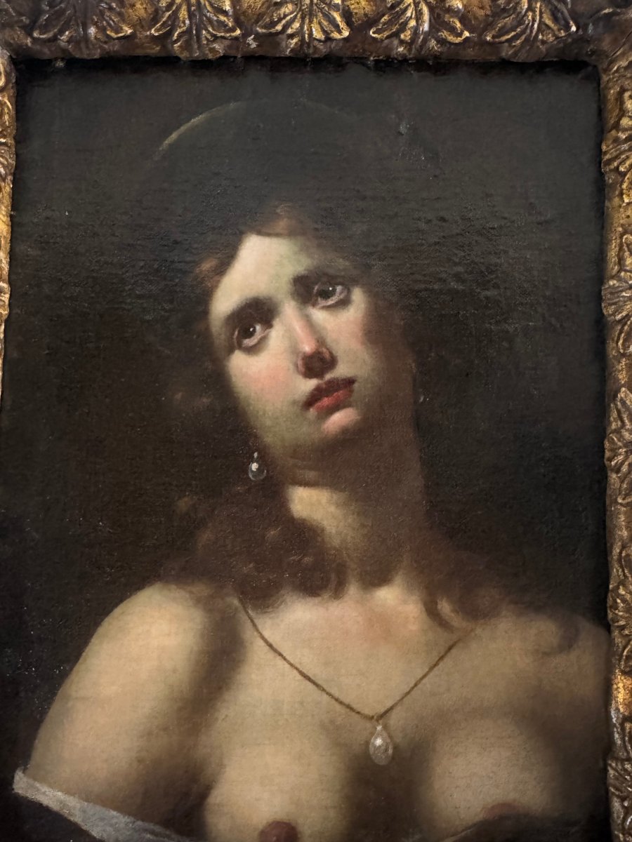 Huile sur toile représentant Marie-Madeleine – première moitié du XVIIe siècle. École toscane-photo-3