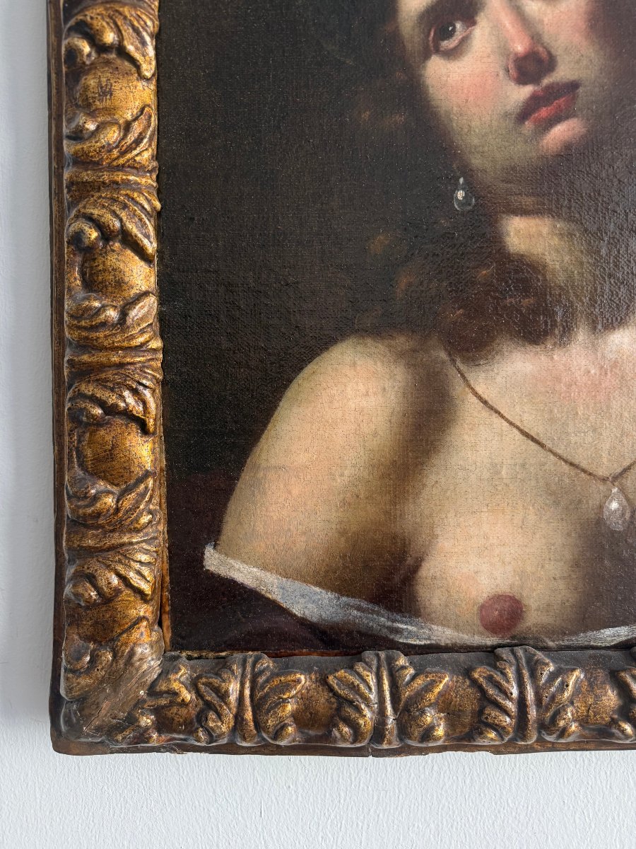 Huile sur toile représentant Marie-Madeleine – première moitié du XVIIe siècle. École toscane-photo-4
