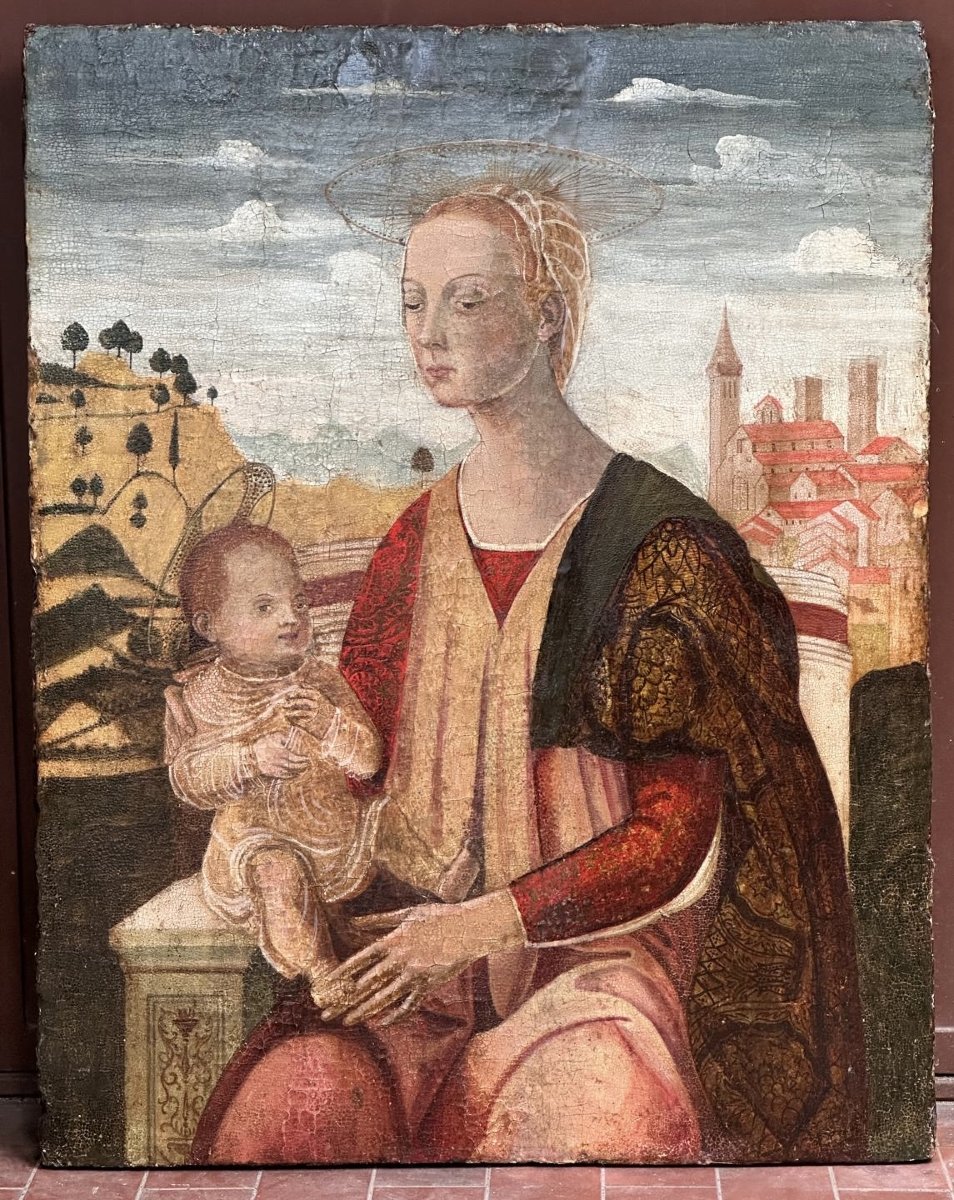  Huile sur panneau représentant la Vierge à l'Enfant - probablement XVIIe siècle. Toscane-photo-2