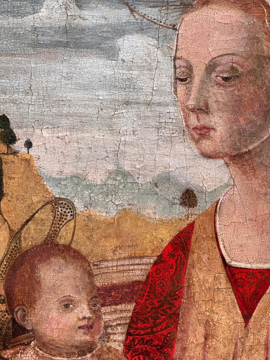  Huile sur panneau représentant la Vierge à l'Enfant - probablement XVIIe siècle. Toscane-photo-3