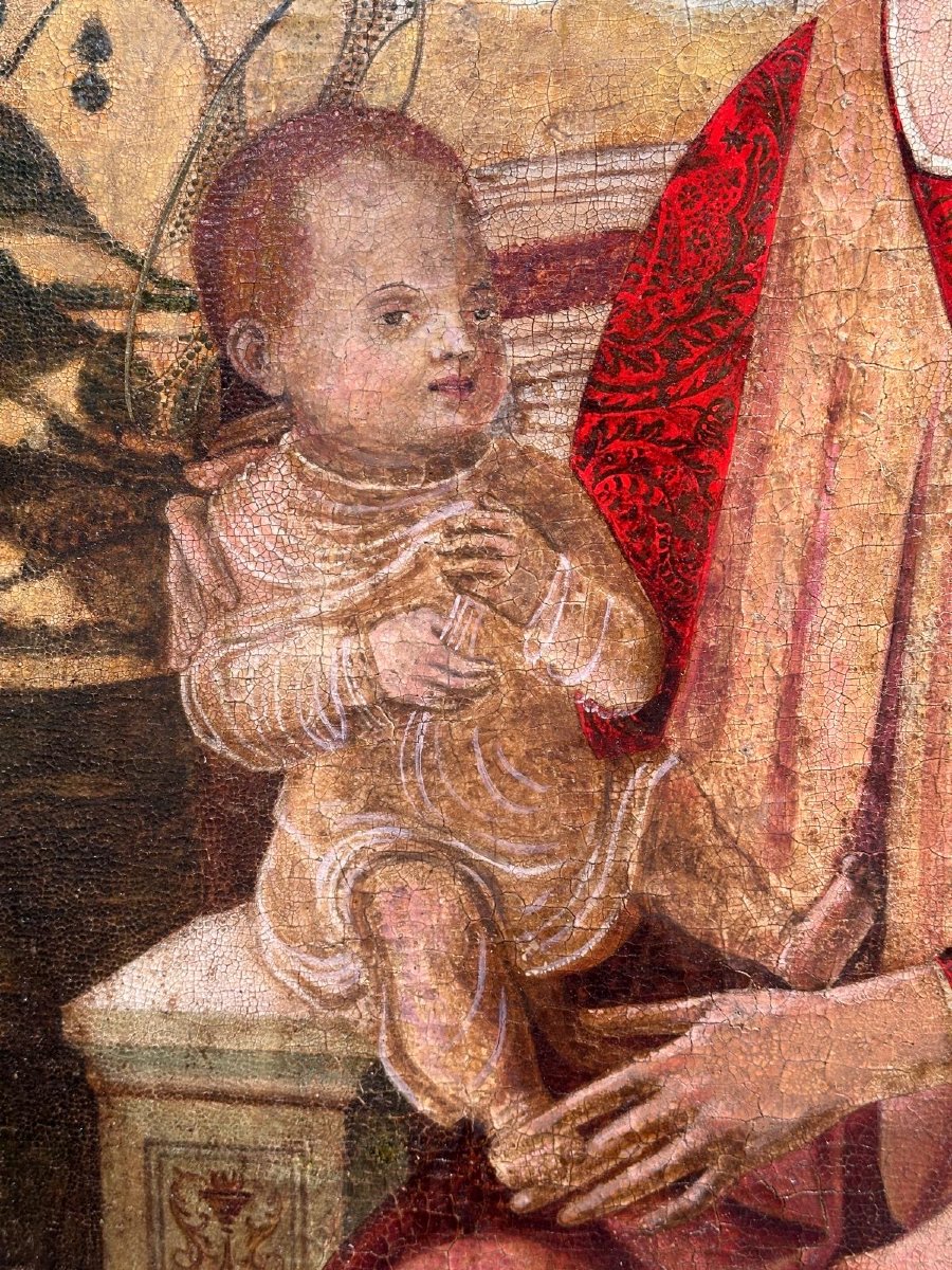  Huile sur panneau représentant la Vierge à l'Enfant - probablement XVIIe siècle. Toscane-photo-2