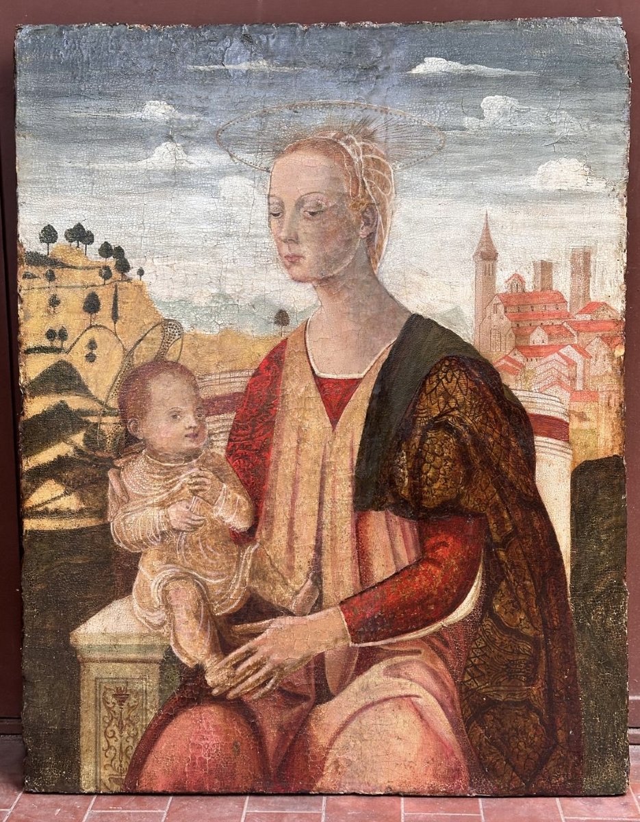  Huile sur panneau représentant la Vierge à l'Enfant - probablement XVIIe siècle. Toscane-photo-3