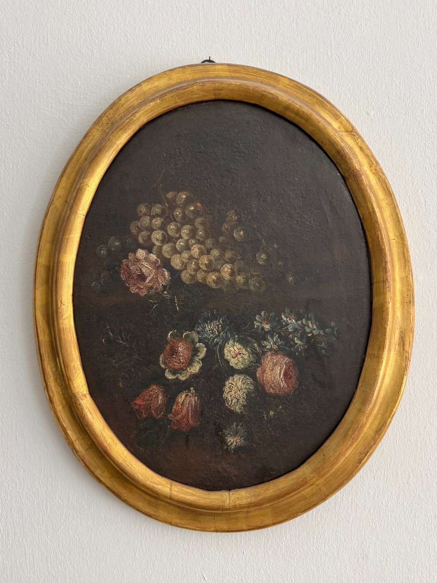 Oil Painting On Canvas Depicting A Still Life—18th Century. Italy -photo-3
