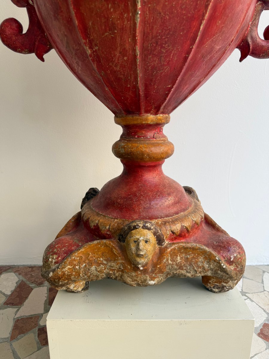 Bougeoir baroque en bois laqué et peint et plâtre - XVIIe siècle. Espagne-photo-5