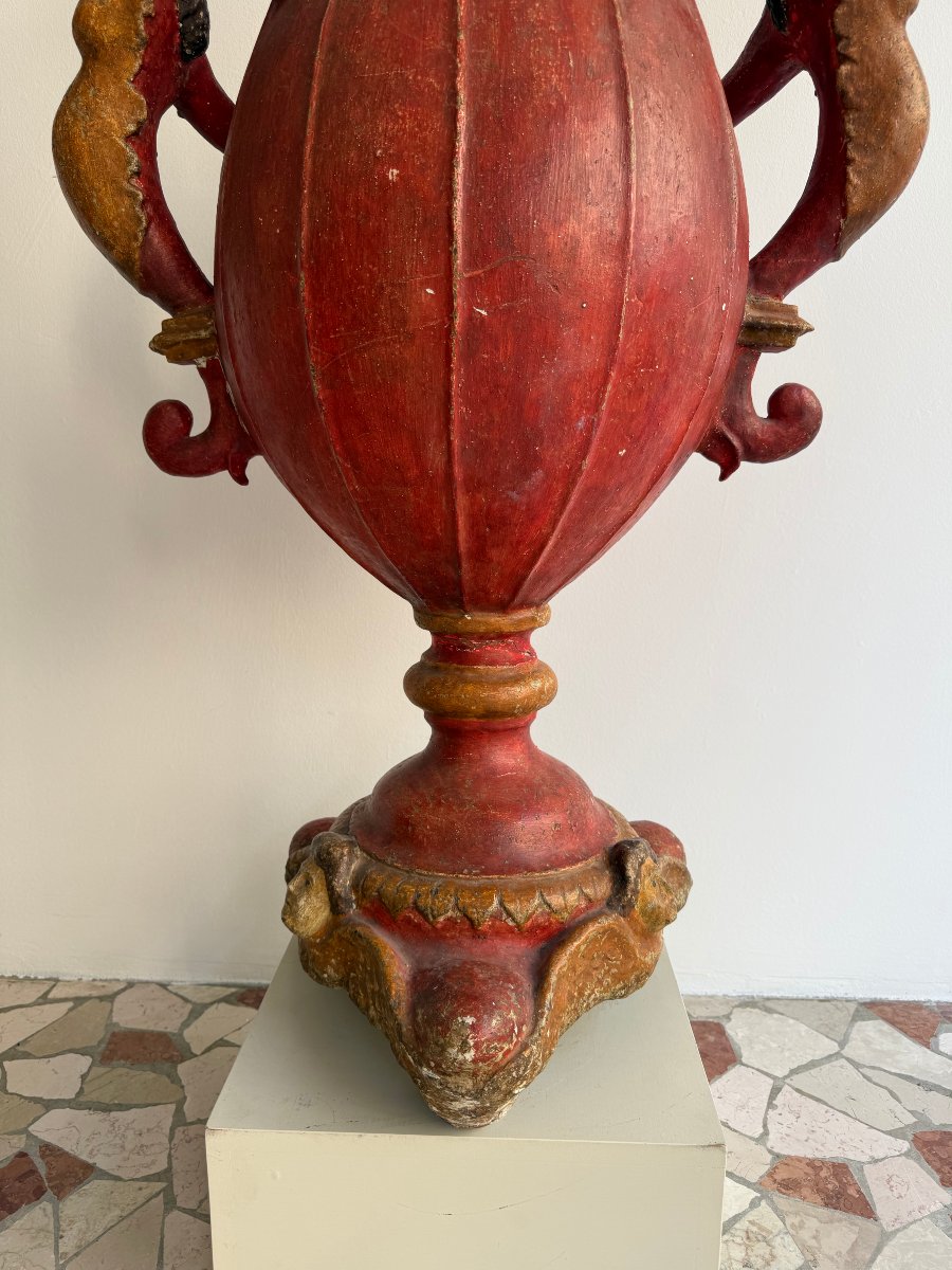Bougeoir baroque en bois laqué et peint et plâtre - XVIIe siècle. Espagne-photo-8