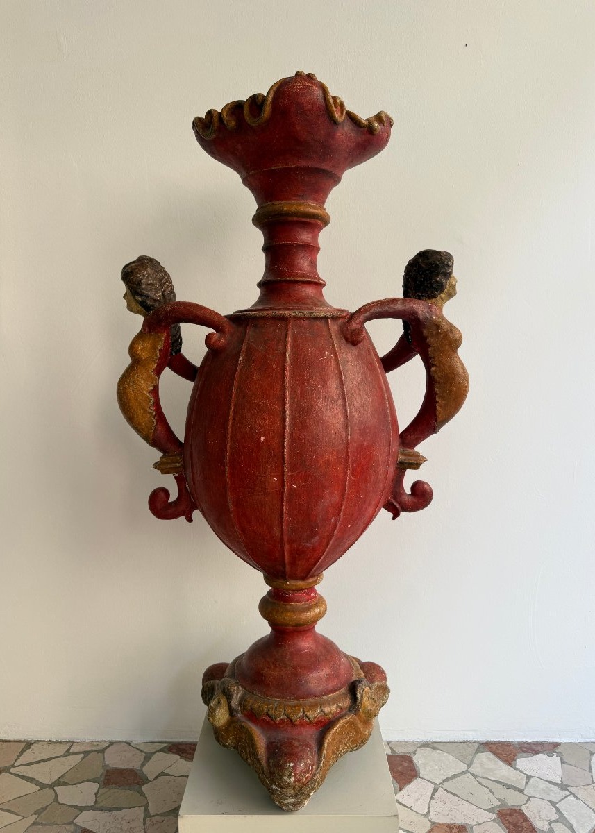 Bougeoir baroque en bois laqué et peint et plâtre - XVIIe siècle. Espagne-photo-7