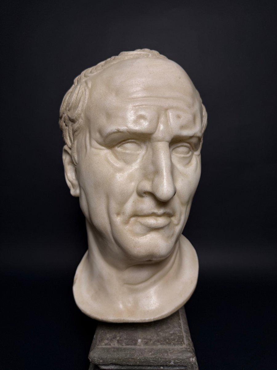 Tête en marbre néoclassique de Marcus Tullius Cicéron - fin du XVIIIe siècle. Italie.-photo-2