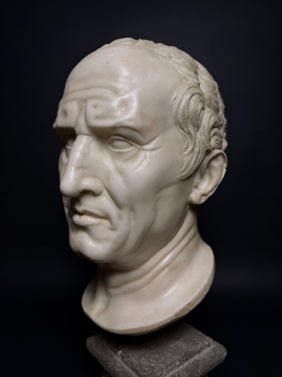 Neoclassical Marble Head Of Marcus Tullius Cicero - Late 18th Century. Italy.-photo-4