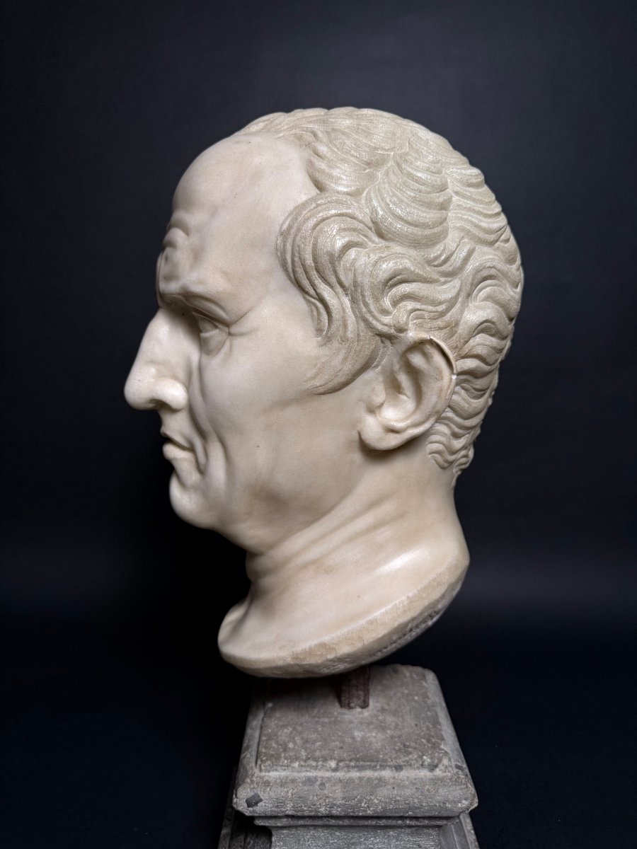 Tête en marbre néoclassique de Marcus Tullius Cicéron - fin du XVIIIe siècle. Italie.-photo-3