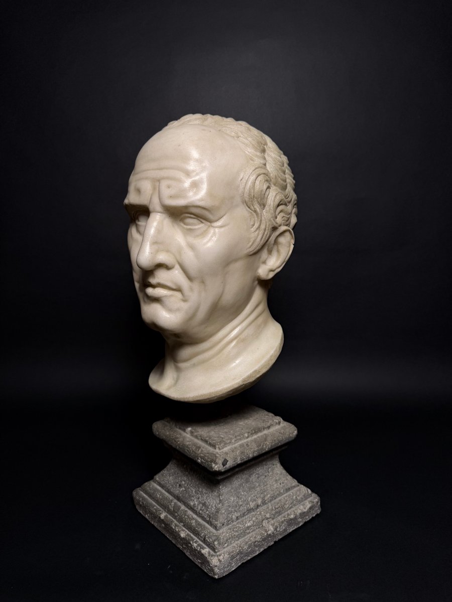 Tête en marbre néoclassique de Marcus Tullius Cicéron - fin du XVIIIe siècle. Italie.-photo-5