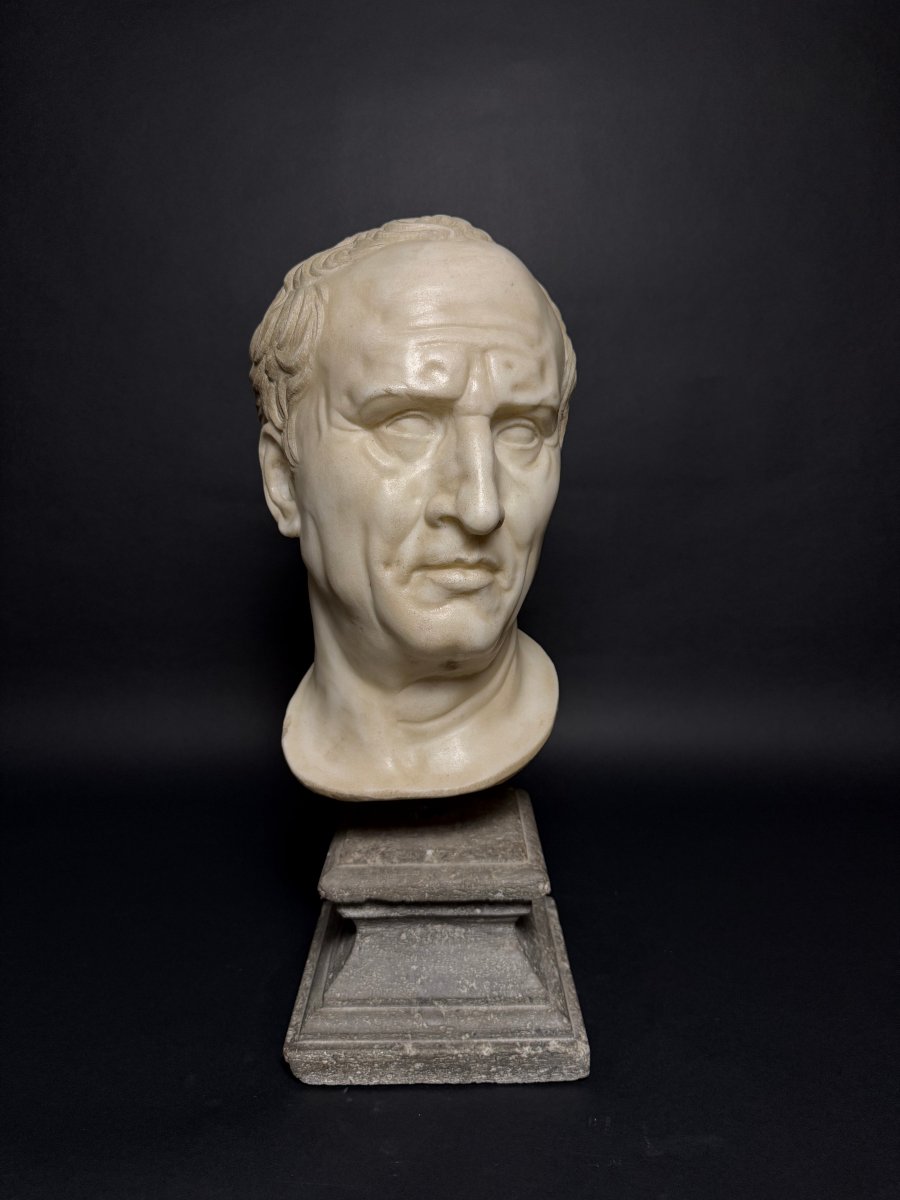 Tête en marbre néoclassique de Marcus Tullius Cicéron - fin du XVIIIe siècle. Italie.-photo-6
