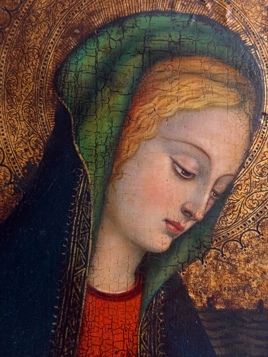 Painted Panel On A Gold Ground Depicting The Madonna And Child—tuscan School—second Half Of The 18th Century-photo-2