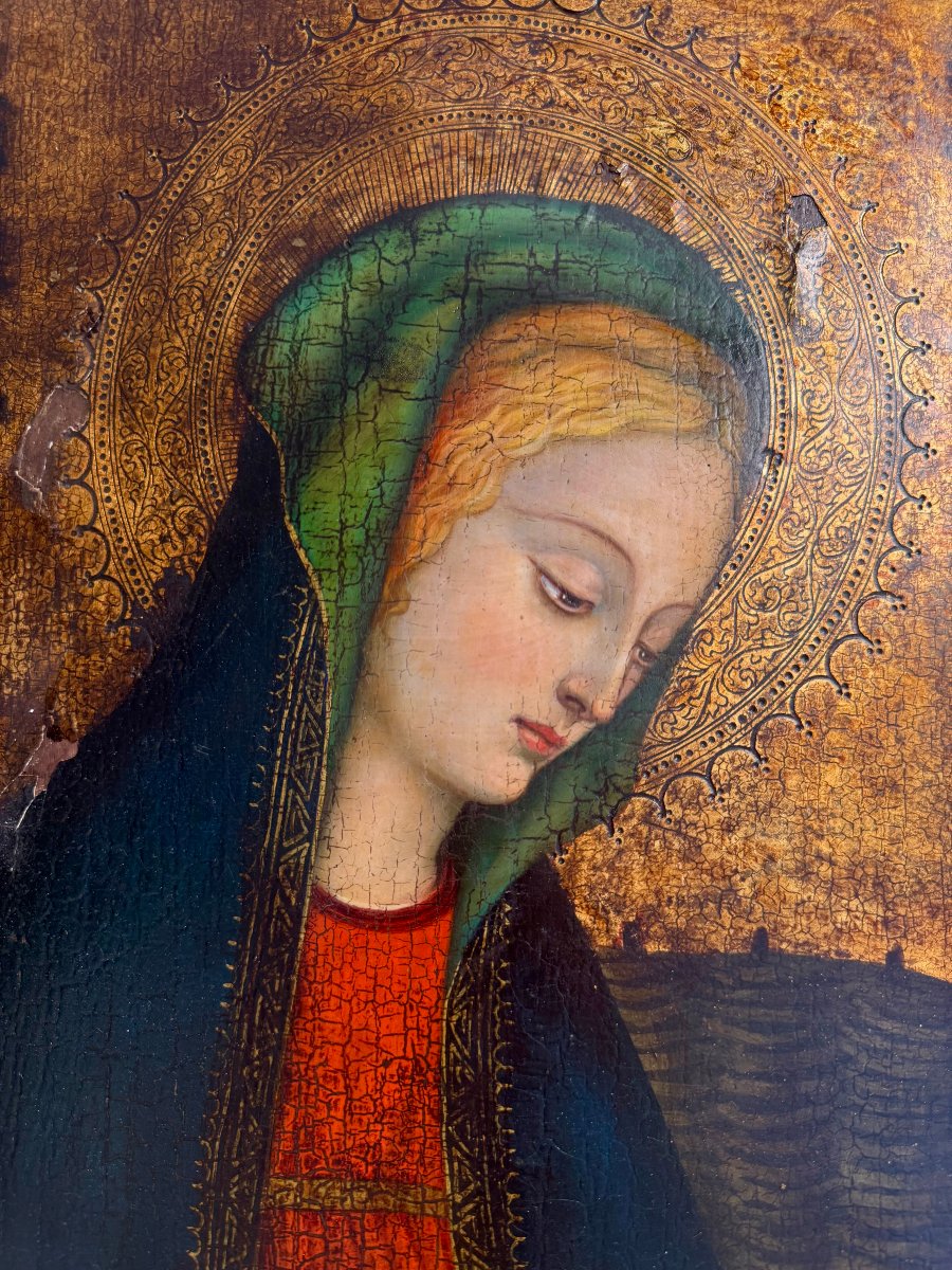 Painted Panel On A Gold Ground Depicting The Madonna And Child—tuscan School—second Half Of The 18th Century-photo-3