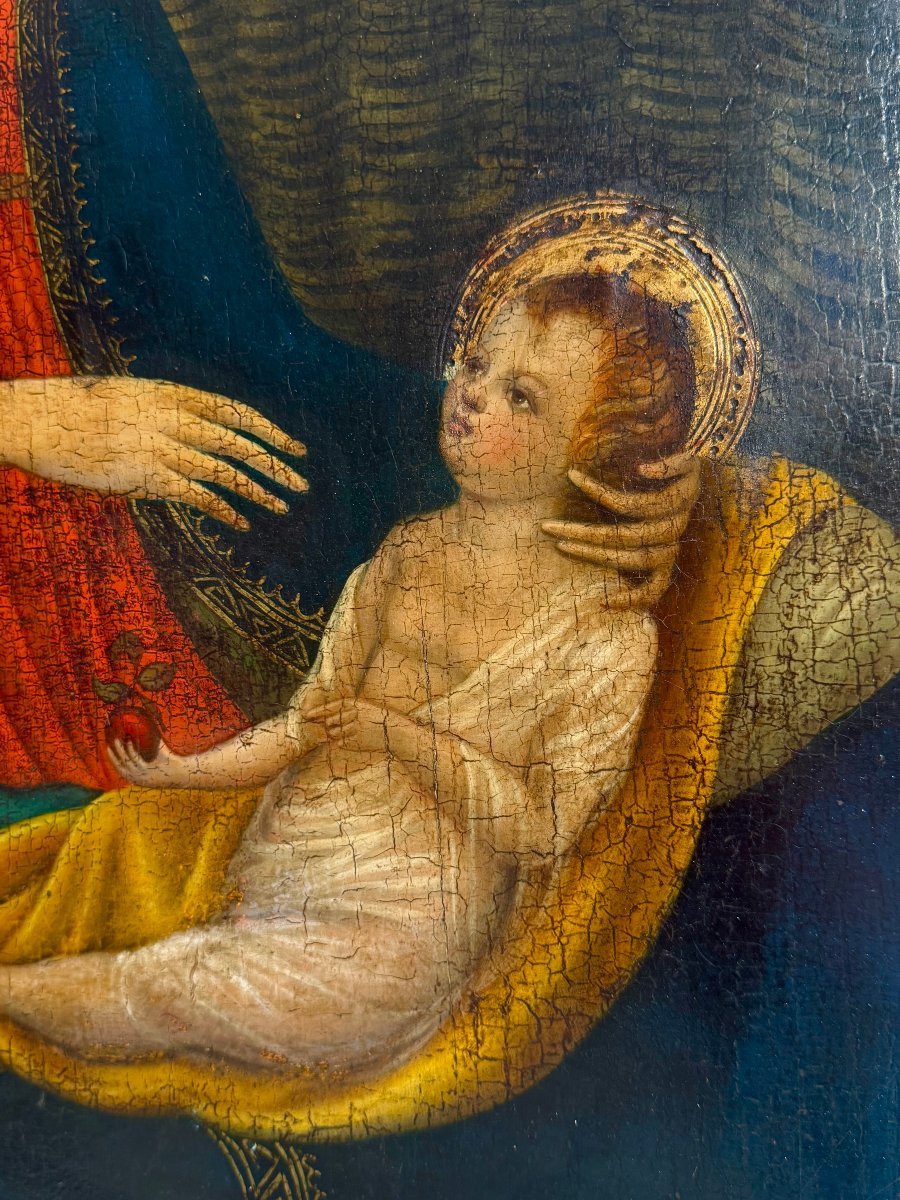 Painted Panel On A Gold Ground Depicting The Madonna And Child—tuscan School—second Half Of The 18th Century-photo-4