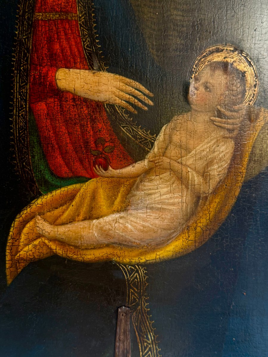 Painted Panel On A Gold Ground Depicting The Madonna And Child—tuscan School—second Half Of The 18th Century-photo-1