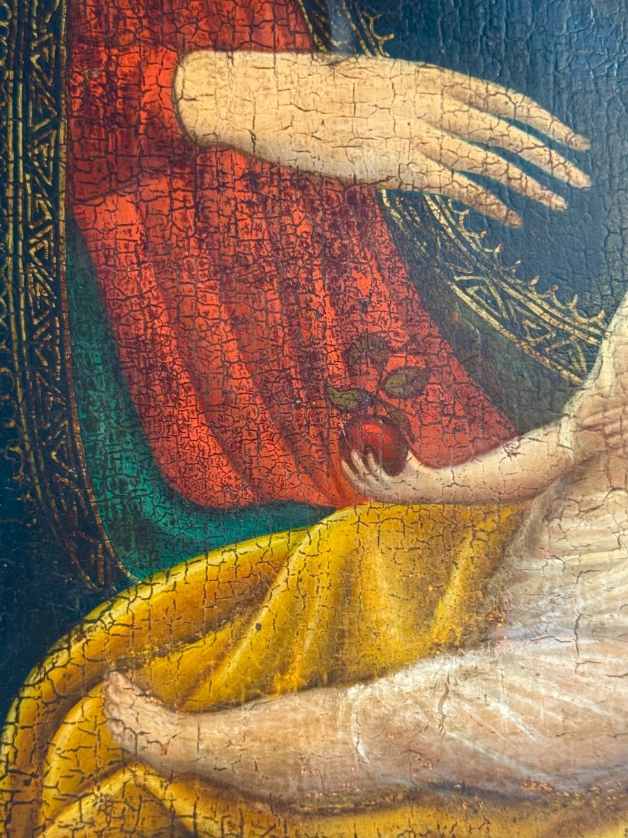 Painted Panel On A Gold Ground Depicting The Madonna And Child—tuscan School—second Half Of The 18th Century-photo-3
