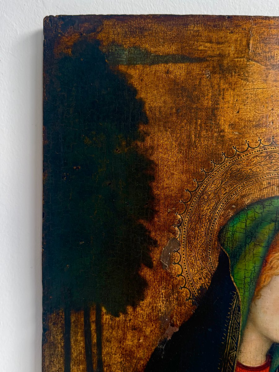 Painted Panel On A Gold Ground Depicting The Madonna And Child—tuscan School—second Half Of The 18th Century-photo-4