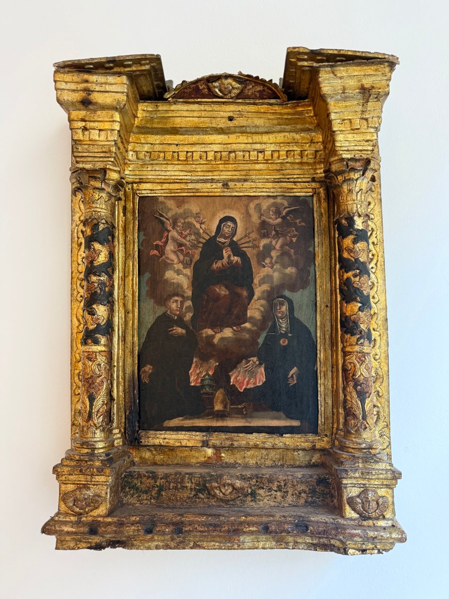 Aedicule With A Painting On A Panel - Early 17th Century. Central Italy.
