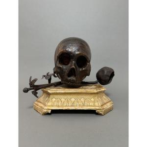 Vanités sur socle en bois doré du XVIIe siècle - Italie
