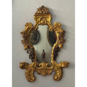  Miroir lombard en bois doré à candélabres - XVIIIe siècle